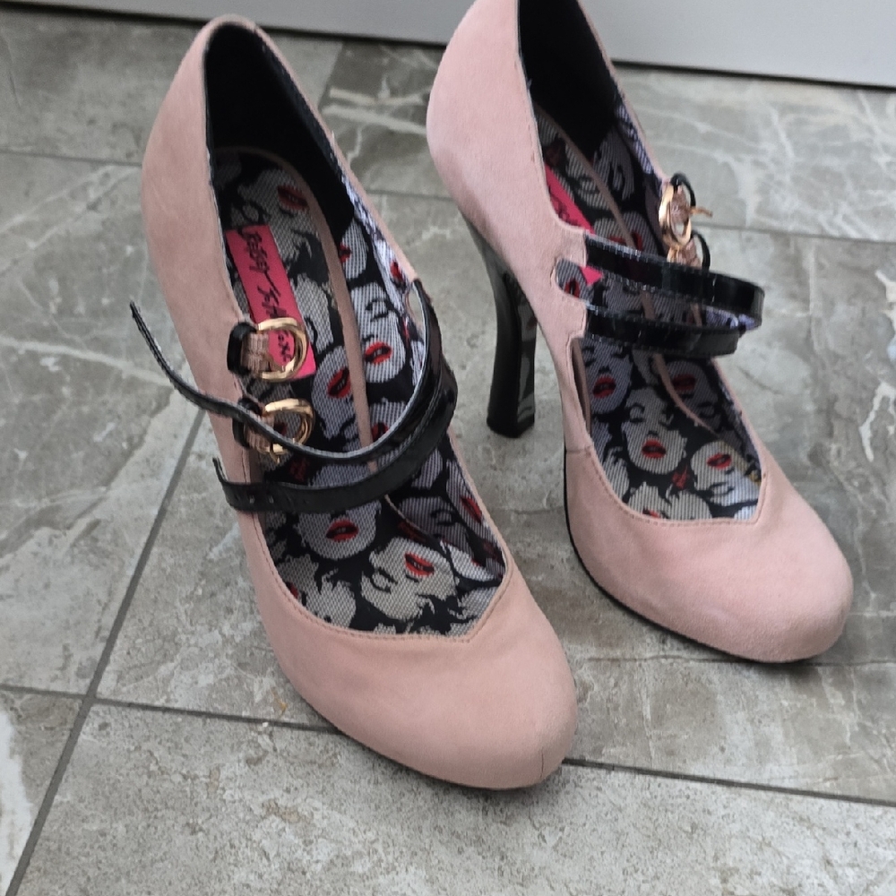Betsey Johnson Pink and Black Heels